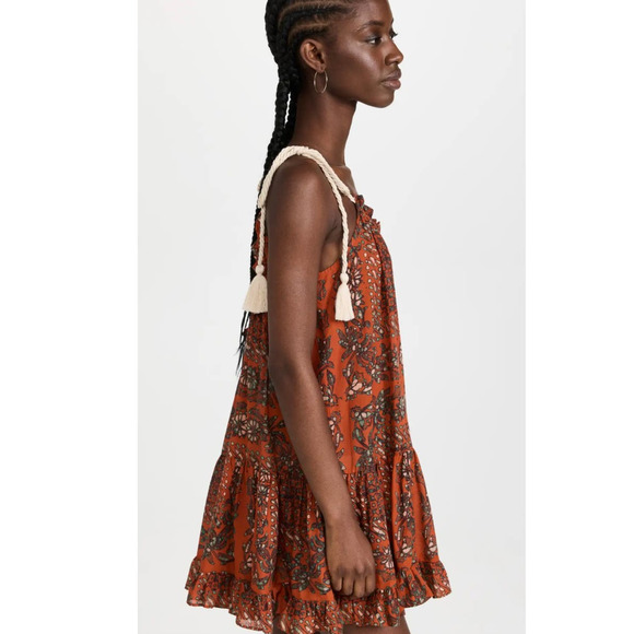 Ulla Johnson Trula Tiered Voile Mini Dress Clementine Flowy Trapeze XS Preowned - Picture 4 of 9